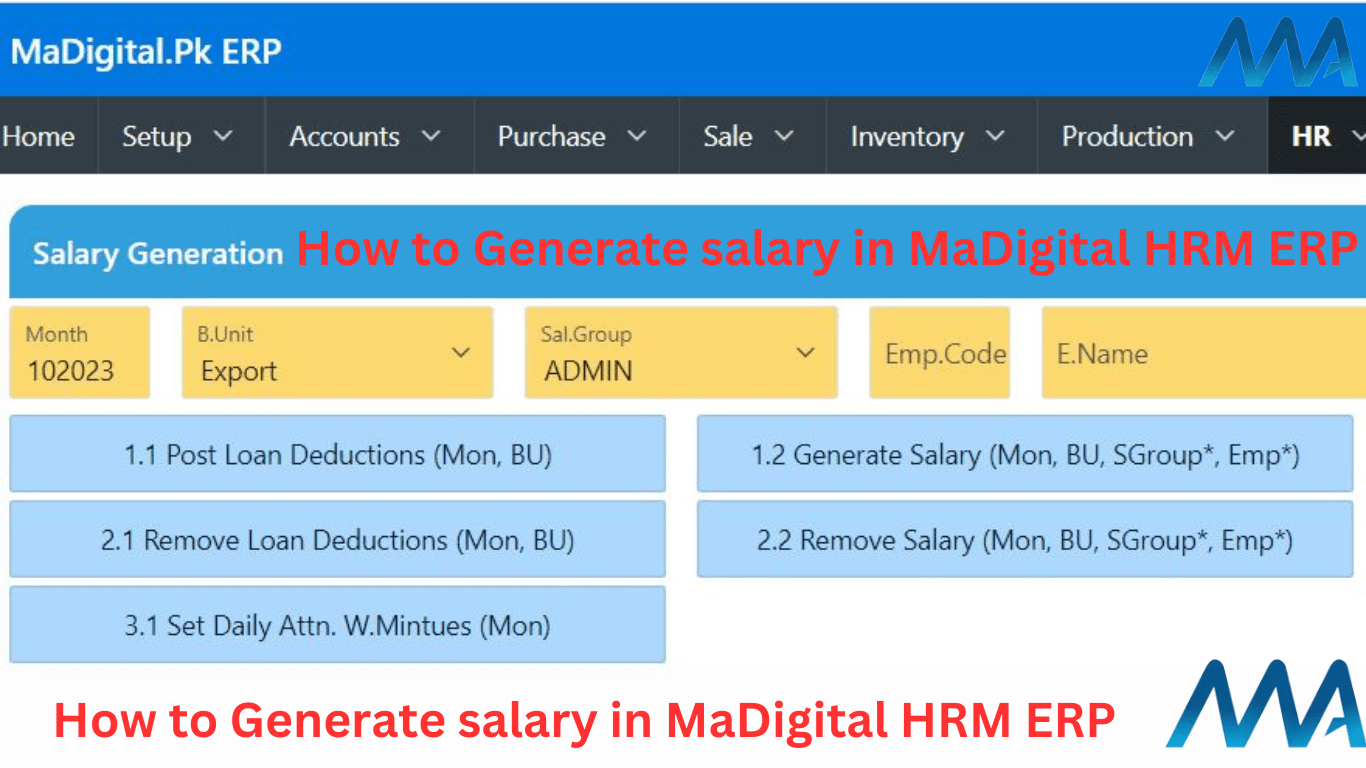 How to Generate salary in MaDigital HRM ERP